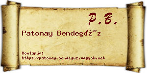Patonay Bendegúz névjegykártya